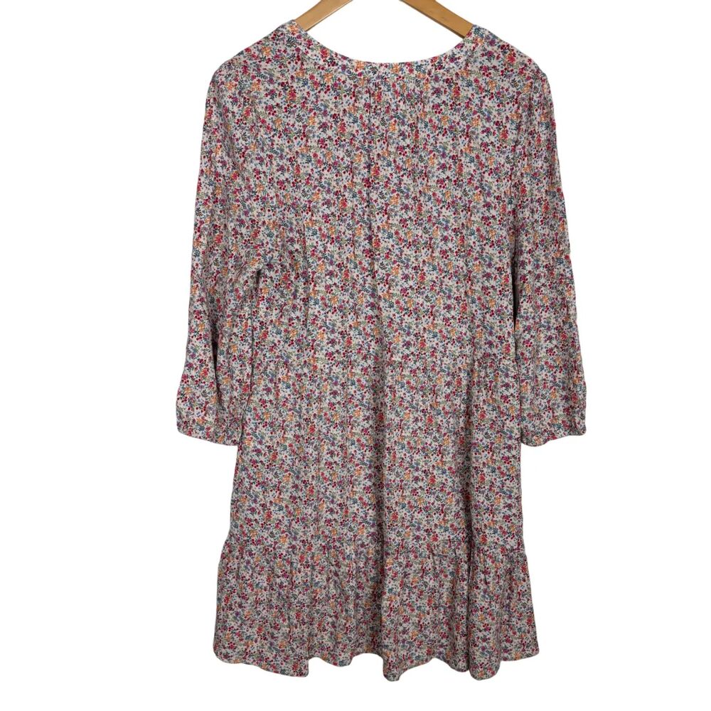 Market & Spruce Ditsy Print White Knee-Length Peasant Dress Women’s Medium - Picture 2 of 7